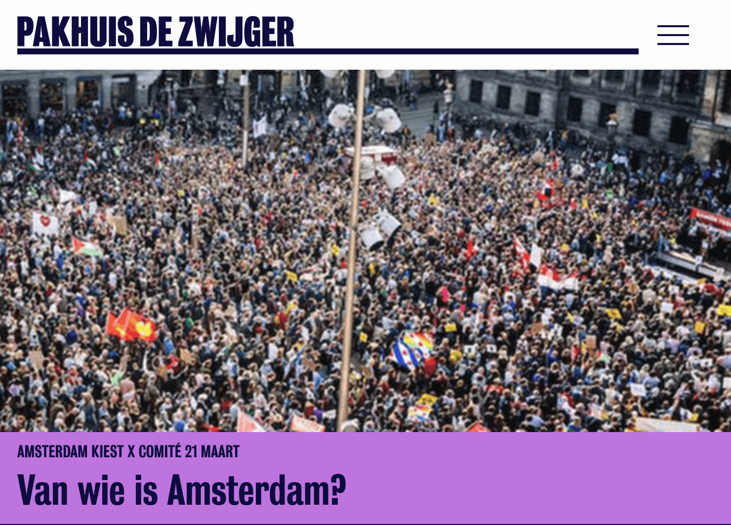 Amsterdam Kiest x Comité 21 Maart: Van wie is Amsterdam?